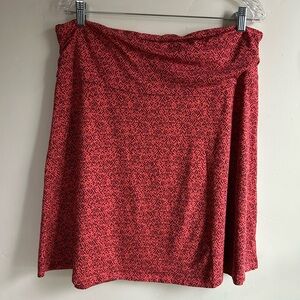 Toad & Co Chaka Skirt Red Comfort Geometric Fold-Over Waist Stretch A-Line sz XL